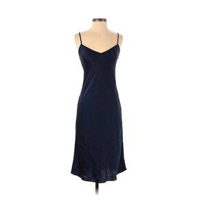 Aritzia Wilfred navy only slip satin midi dress